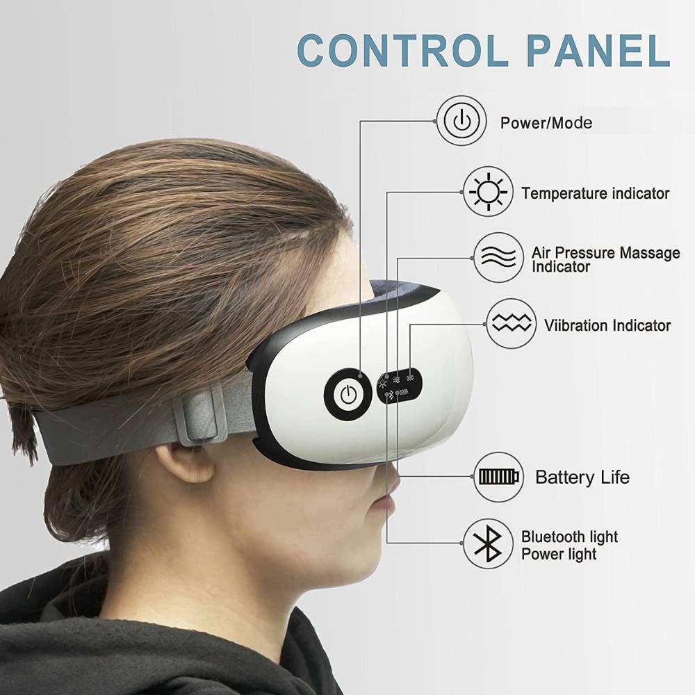 The control panel: power, temperature, air pressure, vibration, battery and Bluetooth